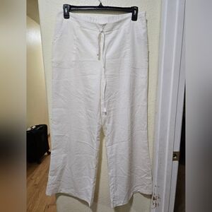 SHEIN White Linen Wide Leg Pants
